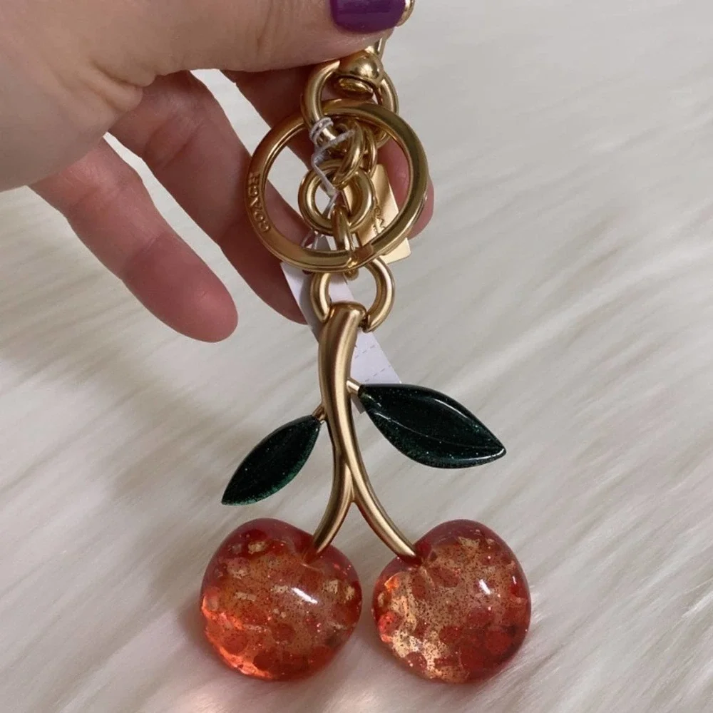 New Coach Signature Cherry Bag Charm - Picture 2 of 4